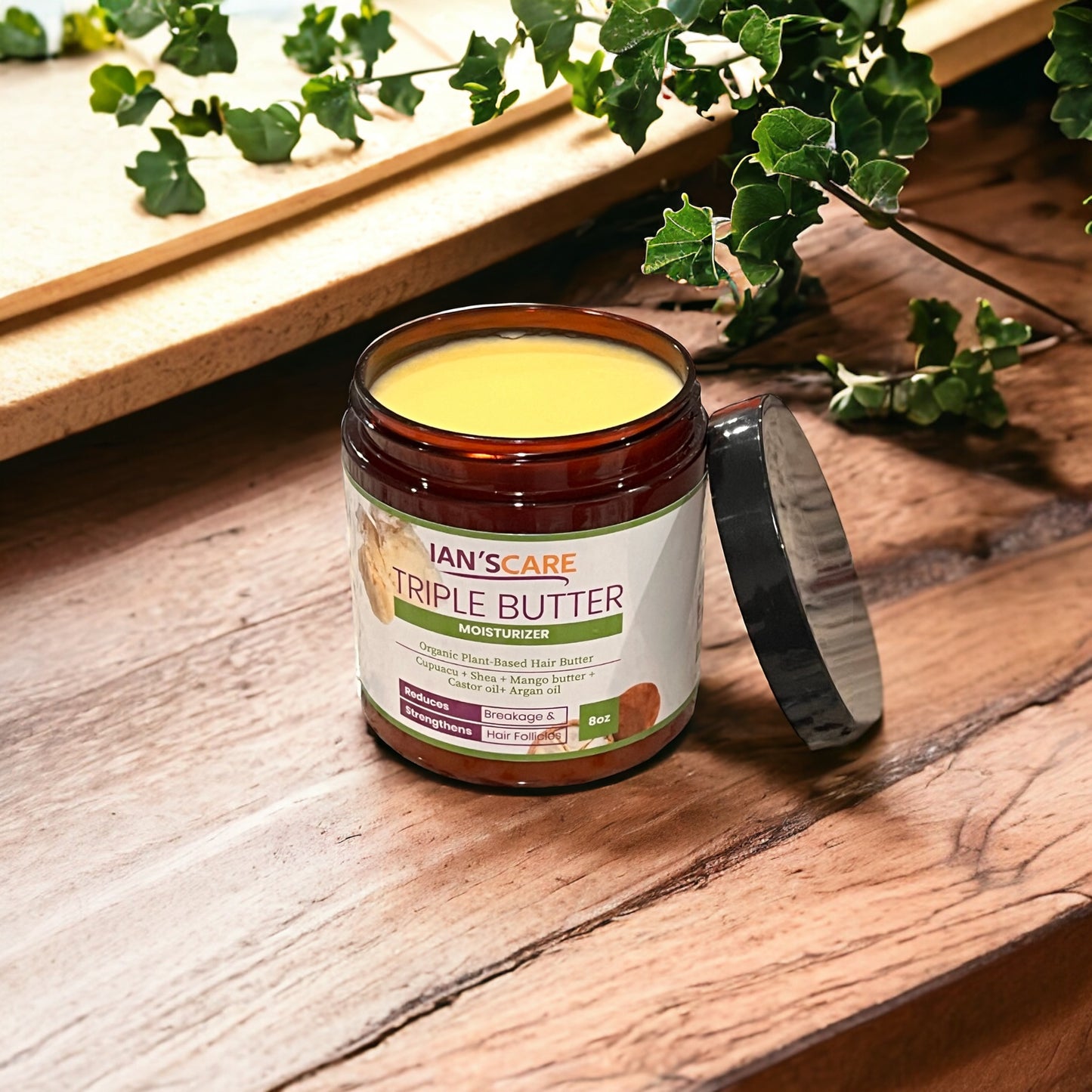 Triple Organic Hair Butter with Cupuacu Butter, Shea Butter, Mango Butter